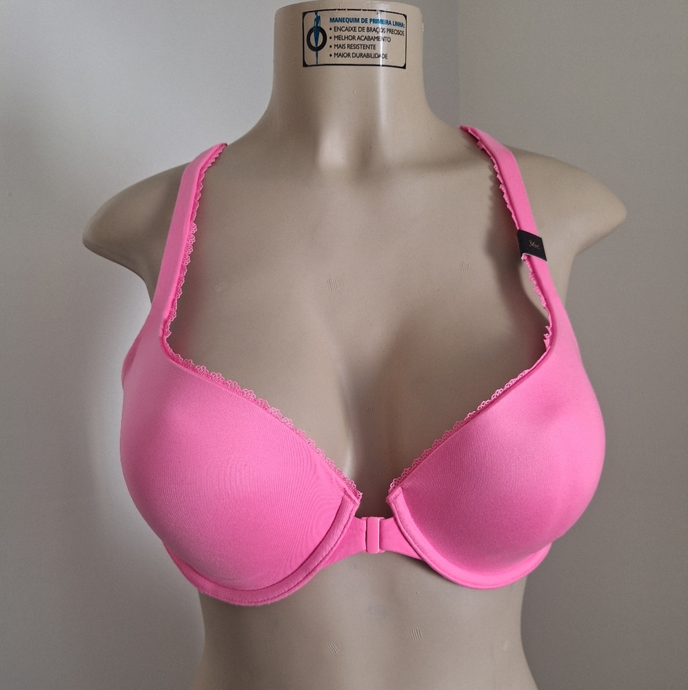 NWT Victoria's Secret Pink Front Clasp Lace Bra 36C